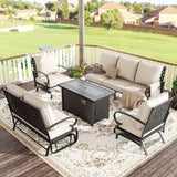Vicllax 5-Piece Outdoor Patio Conversation Sofa Set With Metal Rectangular Fire Pit Table