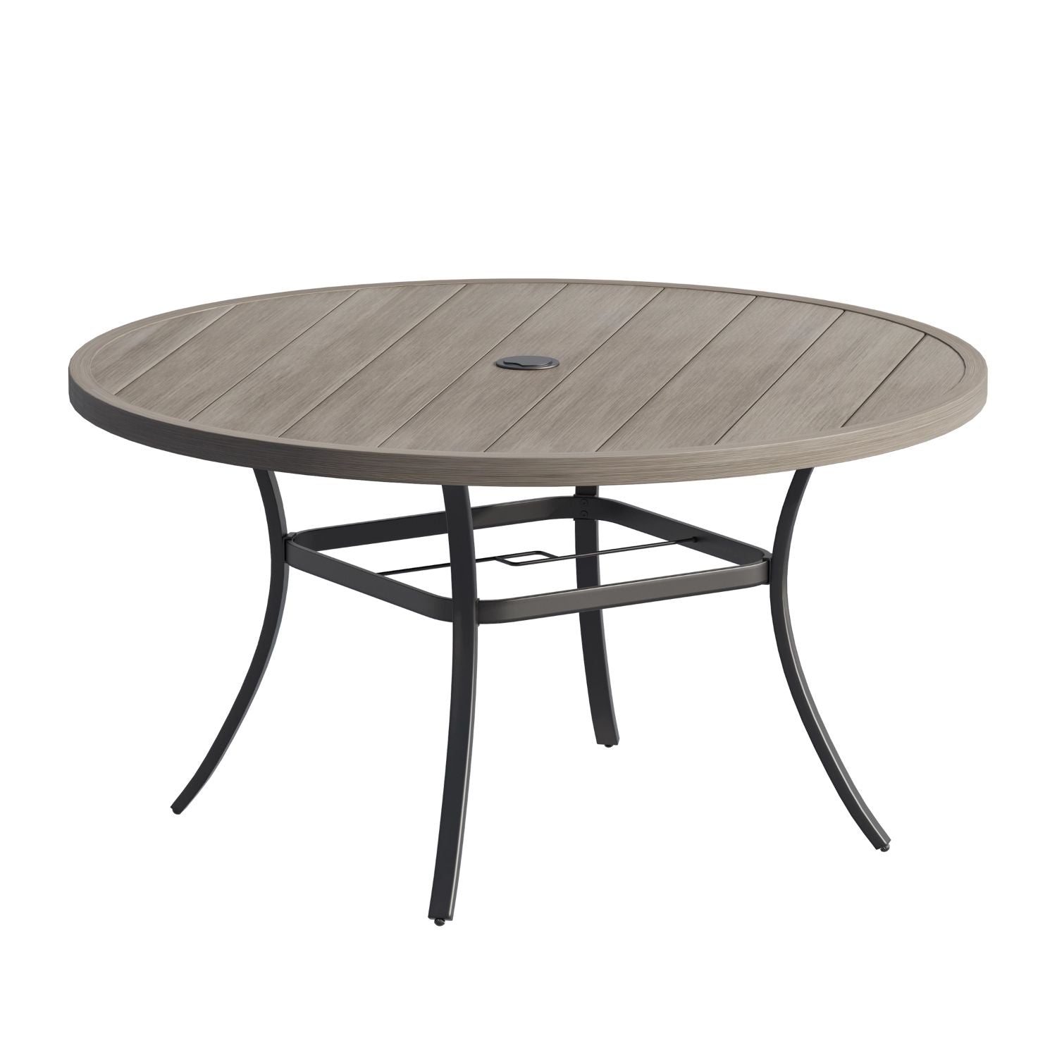 Vicllax 54" Outdoor Round Metal Dining Table with Umbrella Hole for 6, 8