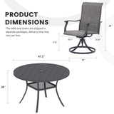 Vicllax 7 Pieces Outdoor Dining Set with 48" Round Dining Table and Swivel Chairs