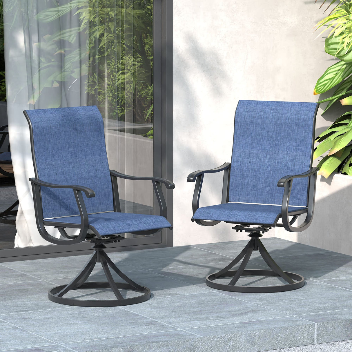 Vicllax Patio Swivel Chairs Set of 2/4/6, Outdoor 360 Degree Metal Swivel Sling Chairs
