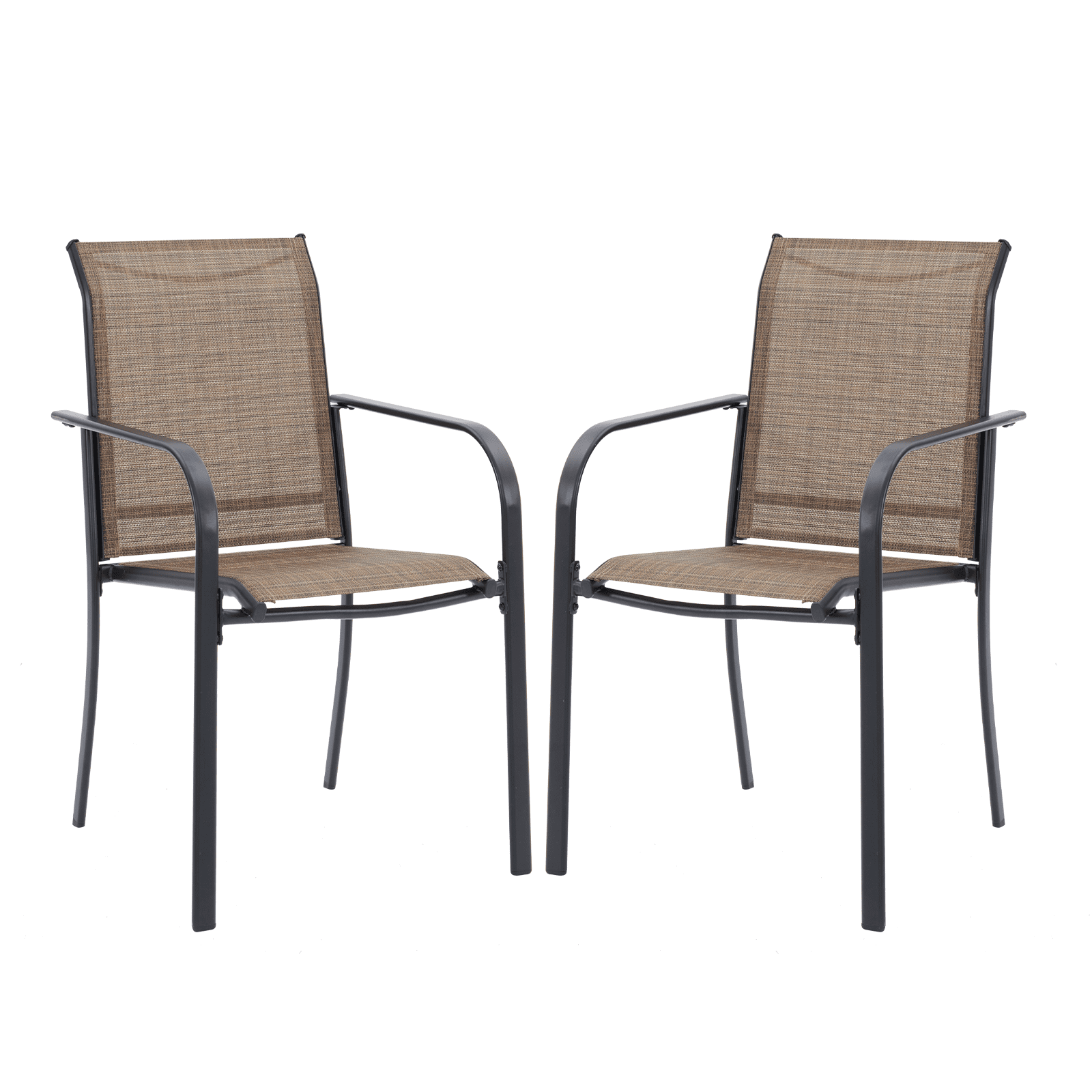 Vicllax Outdoor Stackable Sling Dining Chair with Armrest, Set of 2/4/6/8