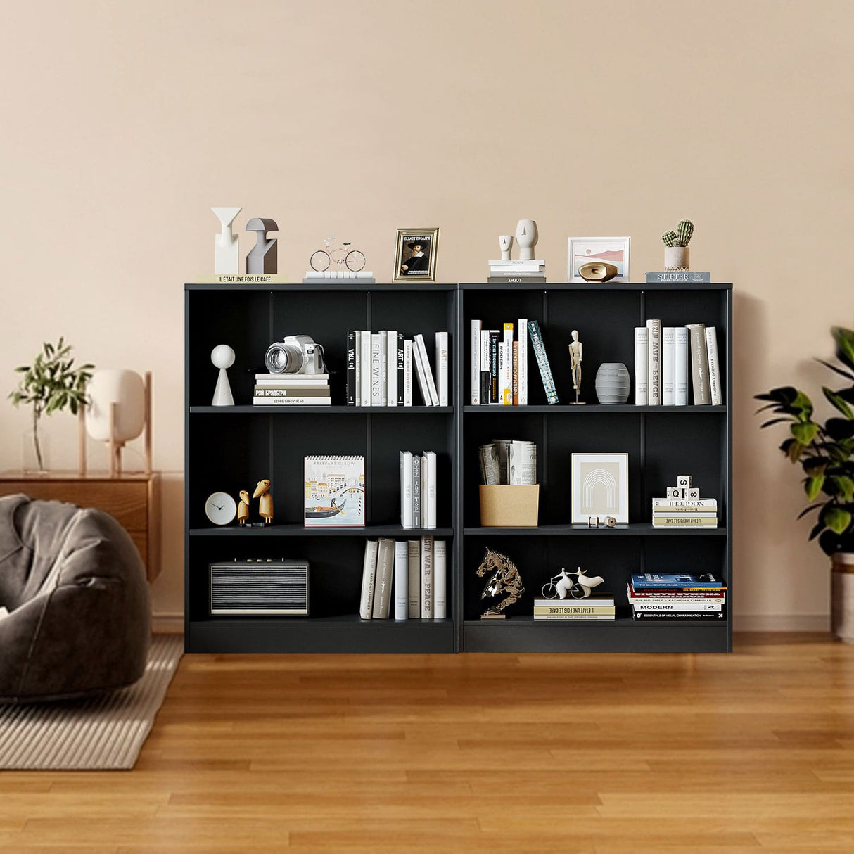 Vicllax Wooden Bookcase, 3/4/5 Shelf Display Open Bookshelves for Home Office