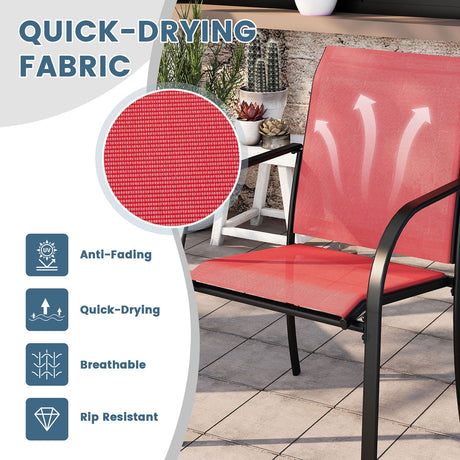 Vicllax 7 Pieces Outdoor Dining Set with Metal Rectangular Table and Stackable Sling Chair