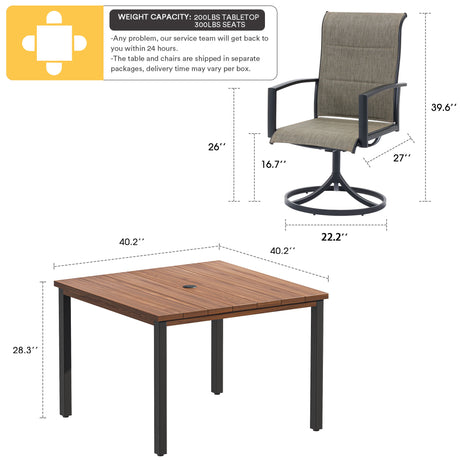 Vicllax Juego de muebles de exterior de 5 piezas, juego de comedor al aire libre para jardín de césped 