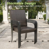 Vicllax Highlands Stackable Wicker Outdoor Dining Chair, Set of 2