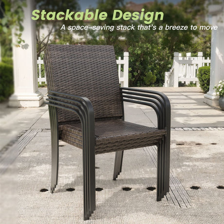 Vicllax Highlands Stackable Wicker Outdoor Dining Chair, Set of 2