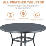 Vicllax 42" Round Metal Patio Table with Adjustable Umbrella Hole