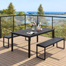 Vicllax 3-Piece Rectangular Metal Outdoor Dining Table and Bench Set