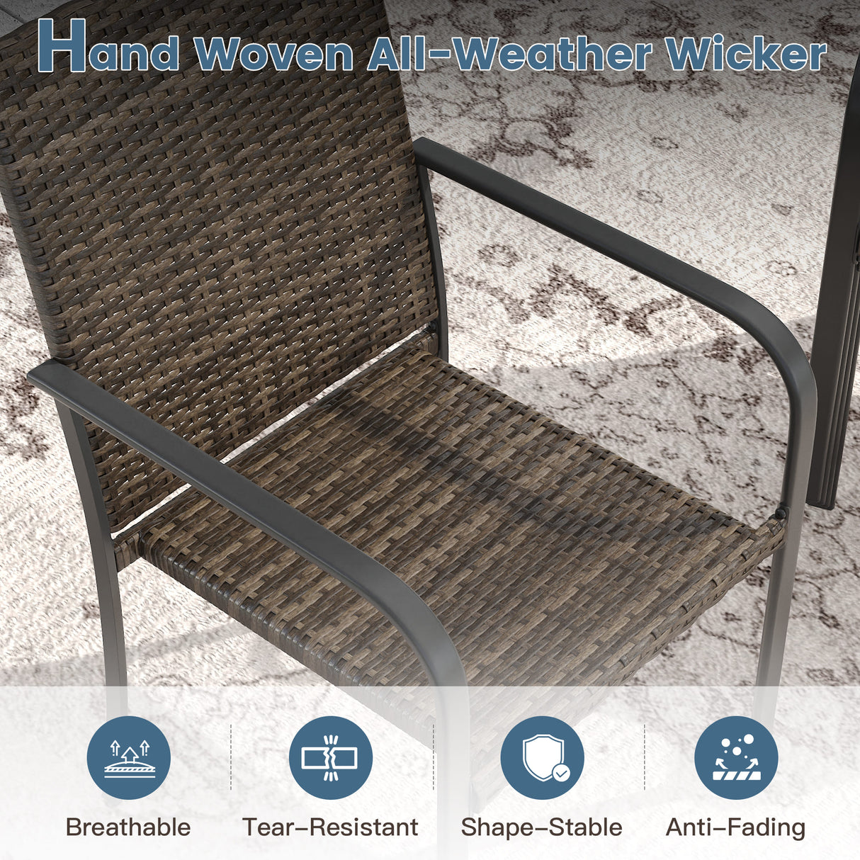 Vicllax 11 Pieces Outdoor Dining Set, 60" Outdoor dining Table and 10 Stackable Metal Armchair, Bistro Set for Garden, Balcony & Backyard