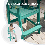 Vicllax Outdoor HDPE Adirondack Bar Chair, Patio Bar Stools with Umbrella Hole