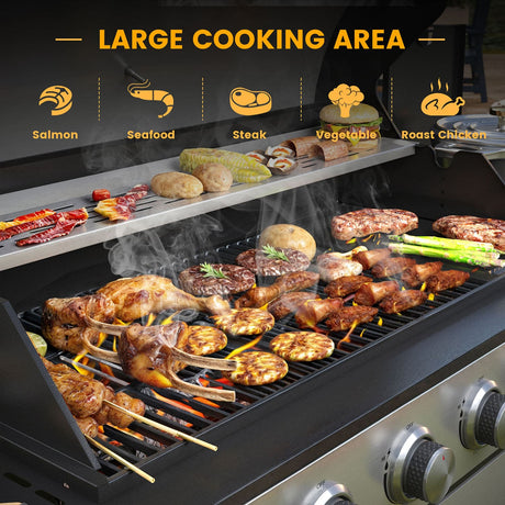 Vicllax BBQ Propane Gas Grill, Freestanding Grill Cart with Wheels