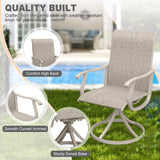 Vicllax 7 Pieces Outdoor Dining Set, 53.1" Metal Round Dining Table and Premium Swivel Chairs