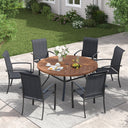 Vicllax 7 PCS Patio Dining Table Set, 50" Round Metal Table with Shelf and Skyline Stackable Chair