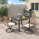 Vicllax 5 Pieces Outdoor Dining Set, Patio Rectangular Metal Table and  Solana Swivel Chair