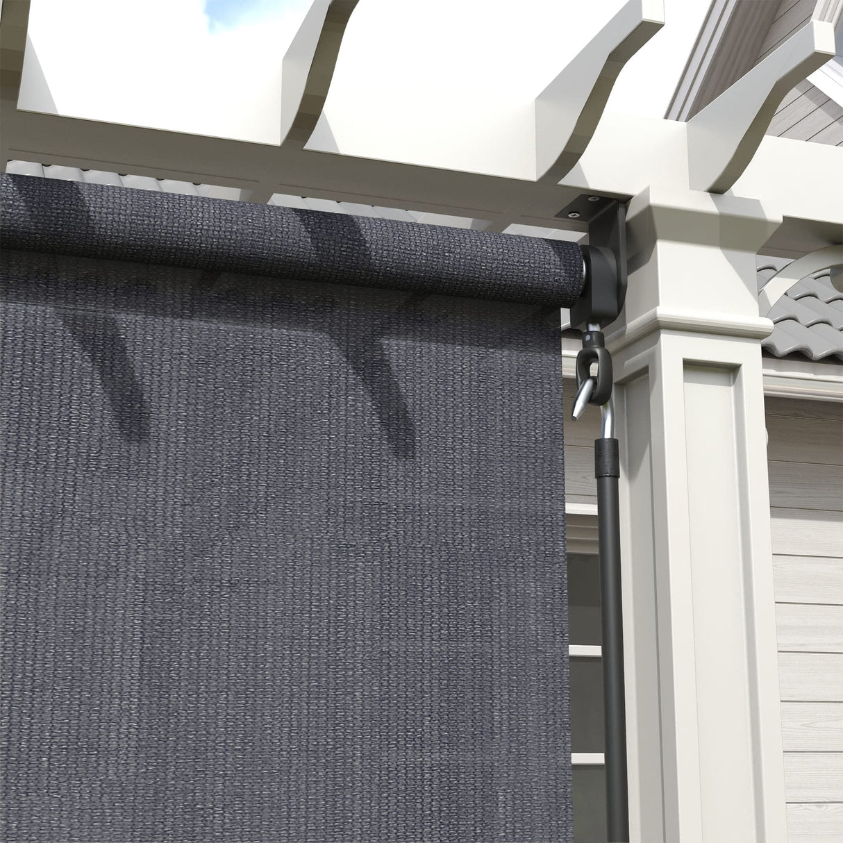 Vicllax Outdoor Custom Size Sun Blocking Roller Shade, Patio Shade Blinds, 96" drop