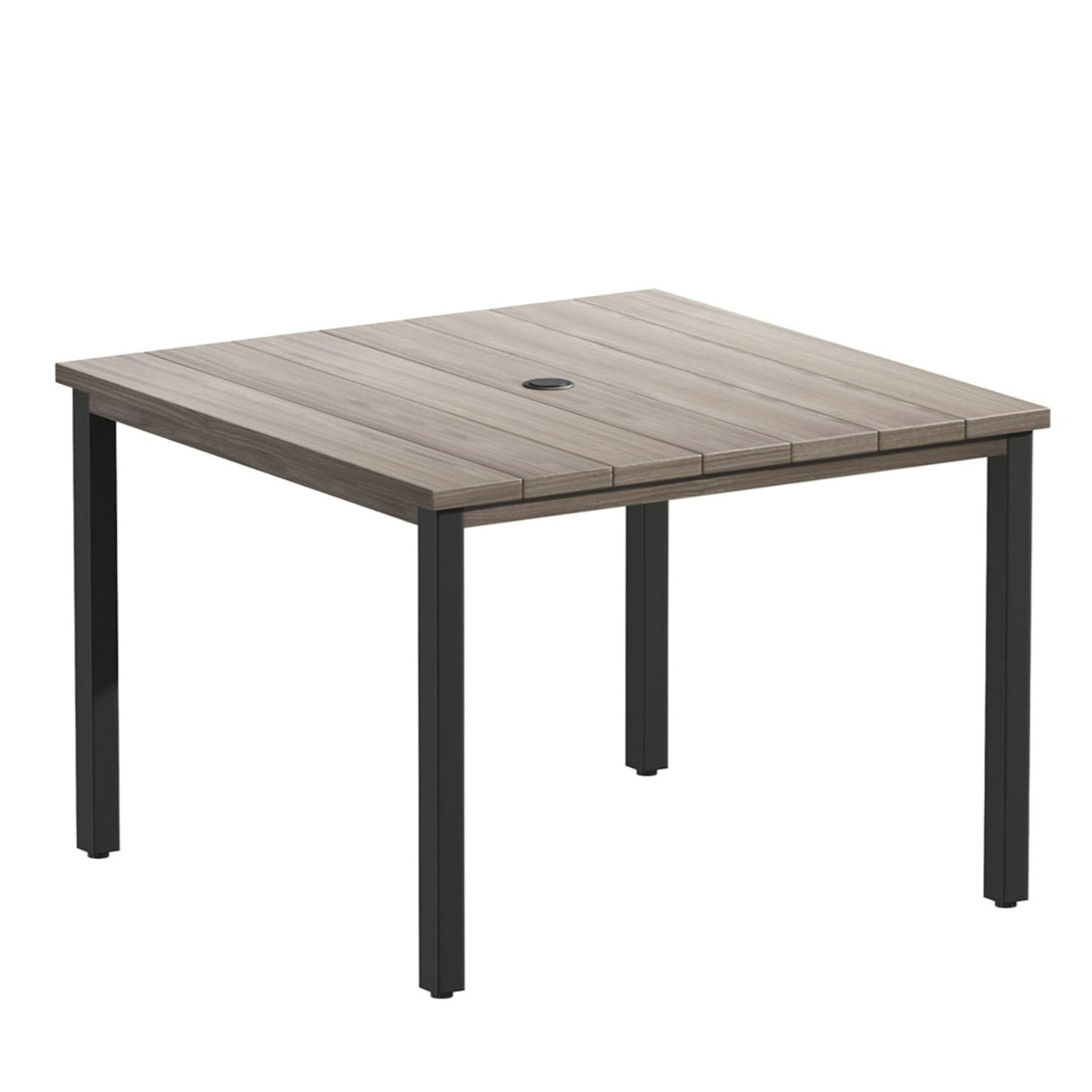 Vicllax Patio Dining Table for 4/6, Metal Dining Table with Umbrella Hole