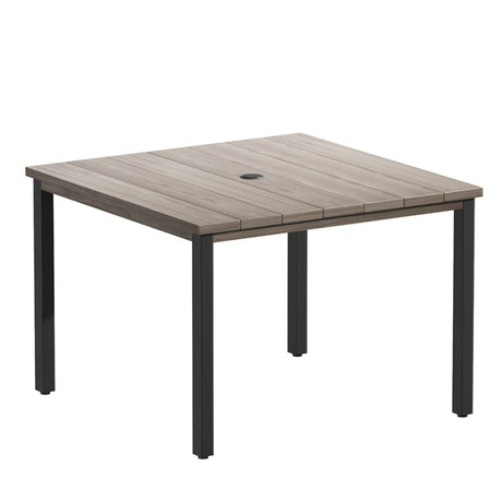 Vicllax Patio Dining Table for 4/6, Metal Dining Table with Umbrella Hole