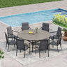 Vicllax 9-Piece Outdoor Dining Set with Patio Round Metal Table and High Back Stackable Chairs