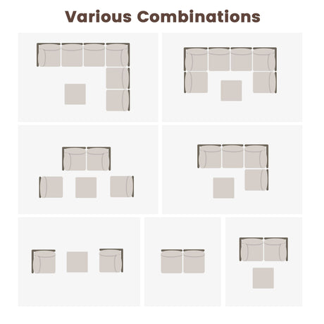 Vicllax 5/7 PCS Wicker Outdoor Conversation Set Patio Sectional Sofas with Glass Coffee Table