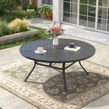 Vicllax 50" Patio Round Dining Table Set of 6, Metal Dining Table and Swivel Dining Chairs