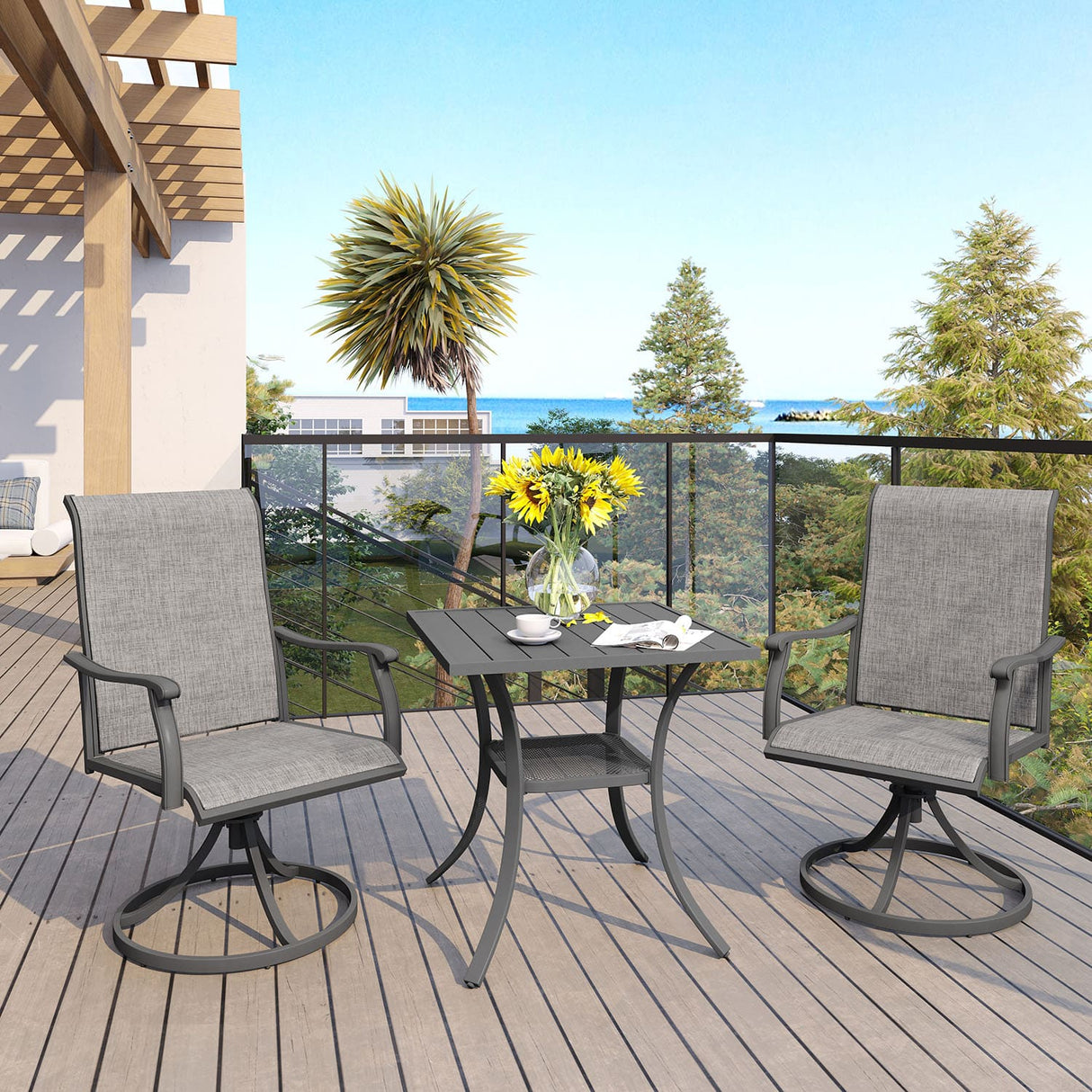 Vicllax Mesa cuadrada pequeña para exteriores, mesa de bistró para patio 