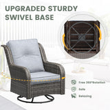 Vicllax Patio Wicker Oasis Lounge Set, Cushioned Sofa Swivel Chairs and Ottomans