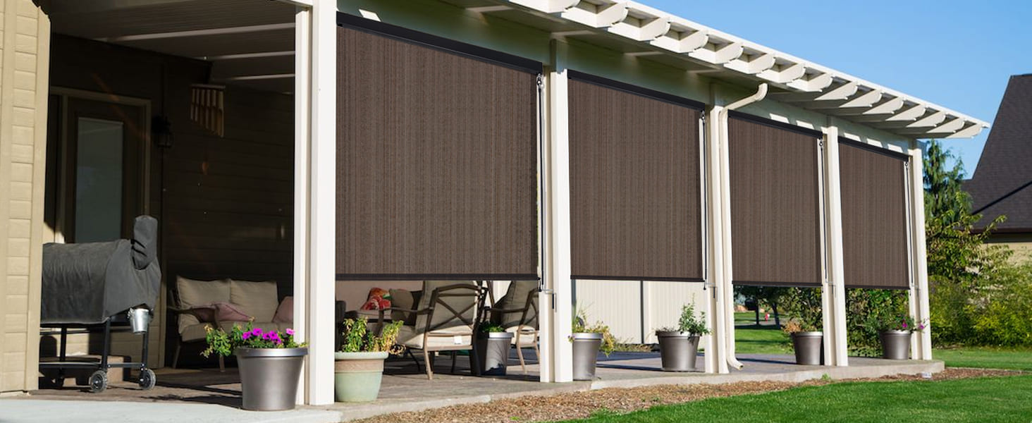 Vicllax Outdoor Cordless Sun Blocking Roller Shade, Patio Crank Roll Up Sun Shade Vicllax Outdoor Cordless Sun Blocking Roller Shade, Patio Crank Roll Up Sun Shade