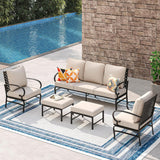 Vicllax Patio Conversation Set with Cushioned Sofa Chairs, Ottomans and Coffee Table