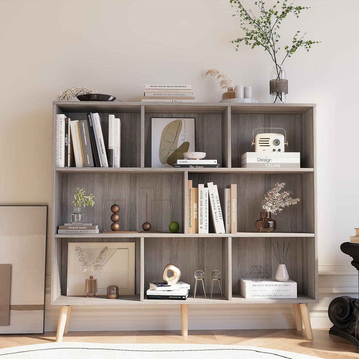 Vicllax Open Bookshelf with Legs, Storage Cube Floor Standing Display Shelf