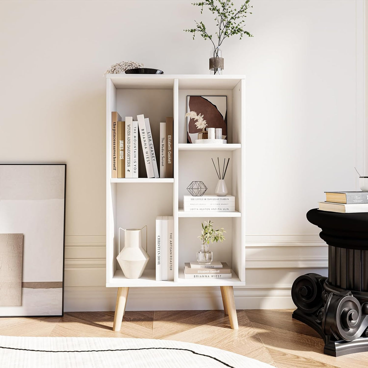 Vicllax Open Bookshelf with Legs, Storage Cube Floor Standing Display Shelf