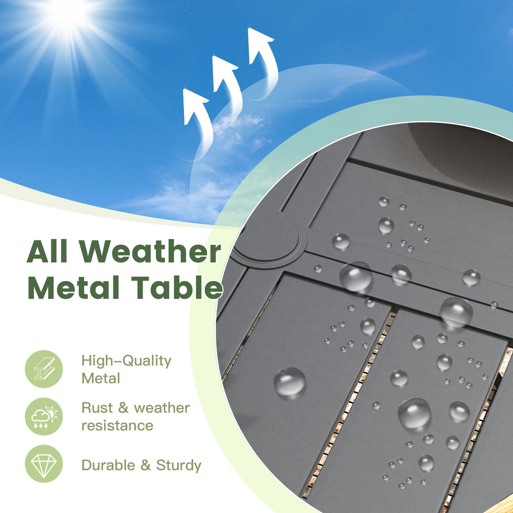 Vicllax 11 PCS Patio Dining Table Set, 60" Round Metal Table and Horizon Stackable Chair