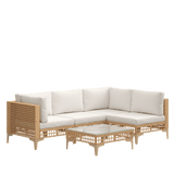 Vicllax 5/7 PCS Wicker Outdoor Conversation Set Patio Sectional Sofas with Glass Coffee Table