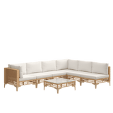 Vicllax 5/7 PCS Wicker Outdoor Conversation Set Patio Sectional Sofas with Glass Coffee Table