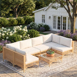 Vicllax 5/7 PCS Wicker Outdoor Conversation Set Patio Sectional Sofas with Glass Coffee Table