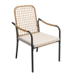 Vicllax Solana hand-woven rope outdoor dining chair with black frame and beige cushion.