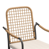 Vicllax Solana Modern Hand-Woven Rope Outdoor Dining Chair with Cushion, Set of 2