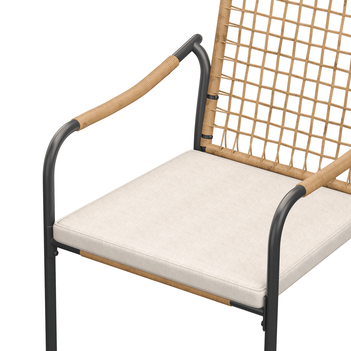 Vicllax Solana Modern Hand-Woven Rope Outdoor Dining Chair with Cushion, Set of 2