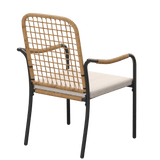 Vicllax Solana Modern Hand-Woven Rope Outdoor Dining Chair with Cushion, Set of 2