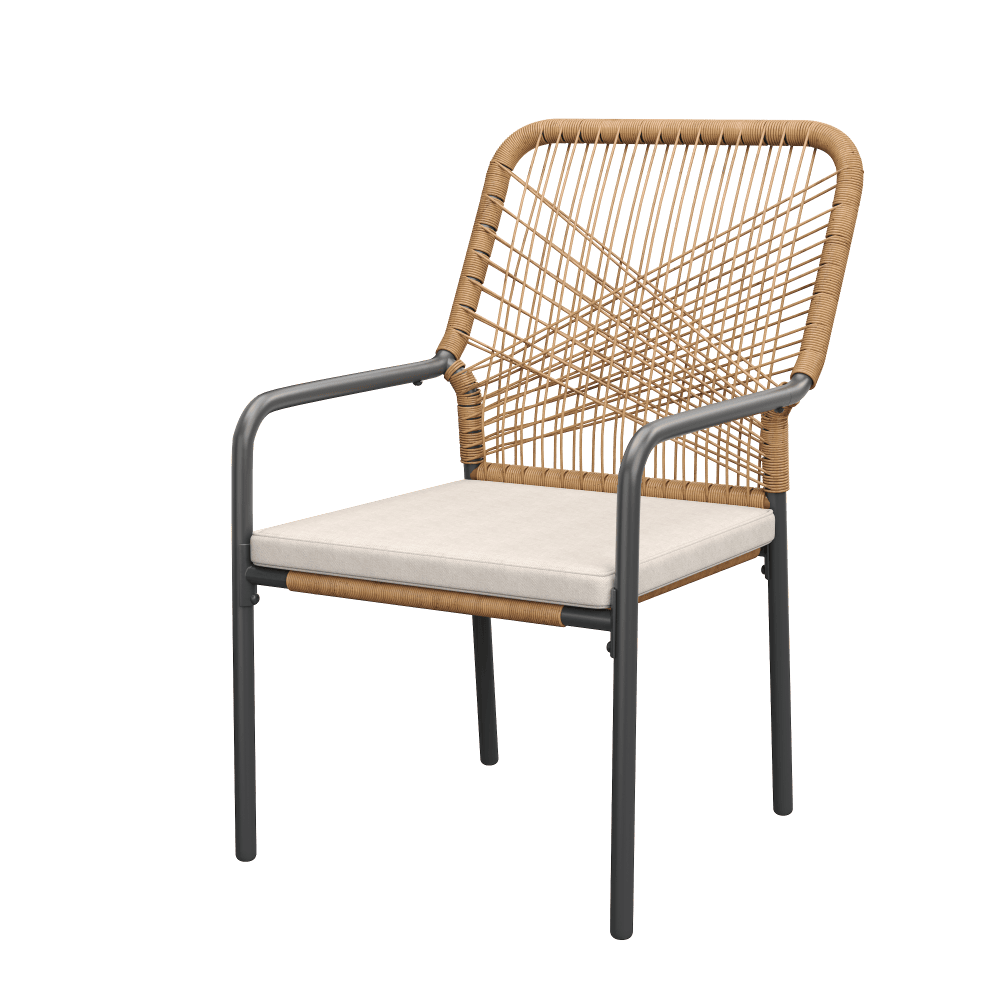 Vicllax Alora Stackable Outdoor Dining Chair, Woven Rope Patio Seating of 2