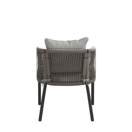 Vicllax 5-Piece Outdoor Patio Dining Set - 40.2-Inch Square Table with Umbrella Hole and Aria Modern Woven Rope Armchair