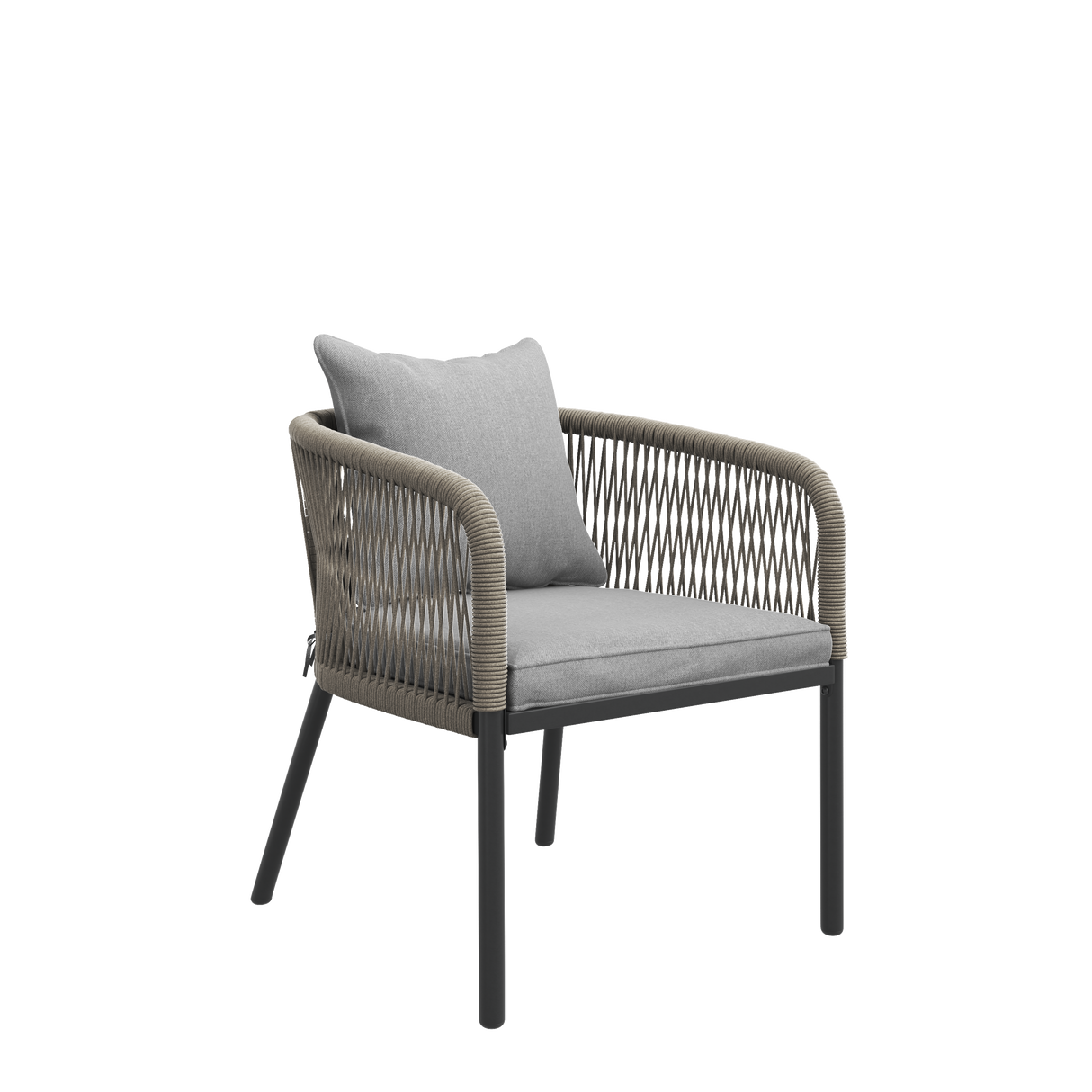 Vicllax 7-Piece Outdoor Wicker Patio Dining Set - 50 or 53-Inch Round Table with Umbrella Hole and Aria Modern Woven Rope Armchair