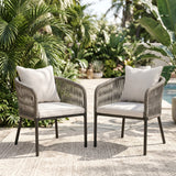 Vicllax Aria Modern Woven Rope Outdoor Dining Chair Set of 2