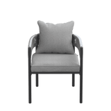 VICLLAX 7-Piece Weather-Resistant Outside Dining Furniture - 63" Rectangular Slat-Top Table with 6 Aria Low-back Outdoor Dining Armchair