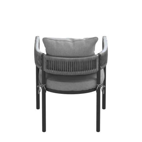 VICLLAX 7-Piece Weather-Resistant Outside Dining Furniture - 63" Rectangular Slat-Top Table with 6 Aria Low-back Outdoor Dining Armchair
