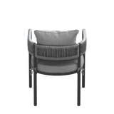 VICLLAX 7-Piece Weather-Resistant Outside Dining Furniture - 63" Rectangular Slat-Top Table with 6 Aria Low-back Outdoor Dining Armchair