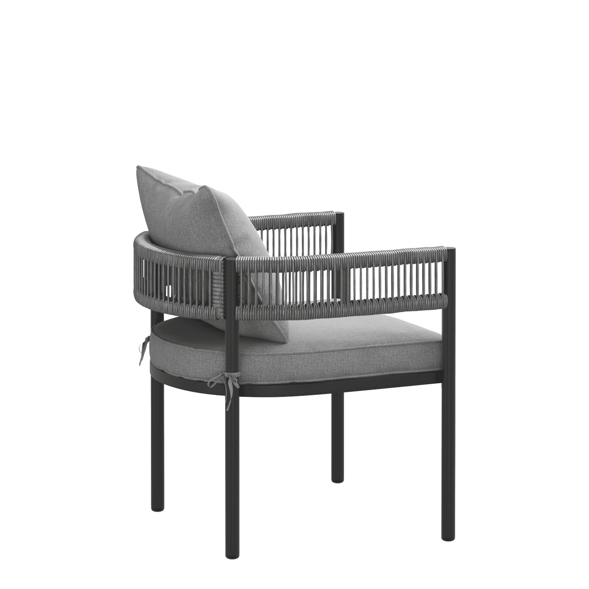 VICLLAX 7-Piece Weather-Resistant Outside Dining Furniture - 63" Rectangular Slat-Top Table with 6 Aria Low-back Outdoor Dining Armchair