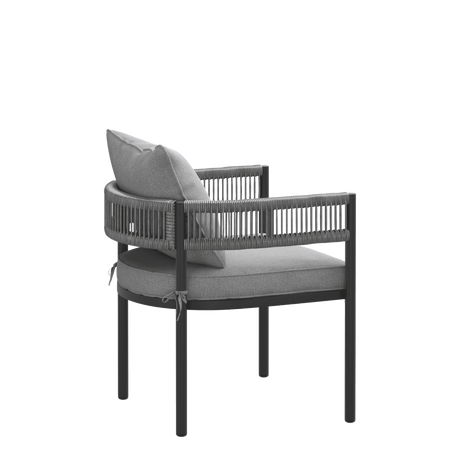 VICLLAX 7-Piece Weather-Resistant Outside Dining Furniture - 63" Rectangular Slat-Top Table with 6 Aria Low-back Outdoor Dining Armchair