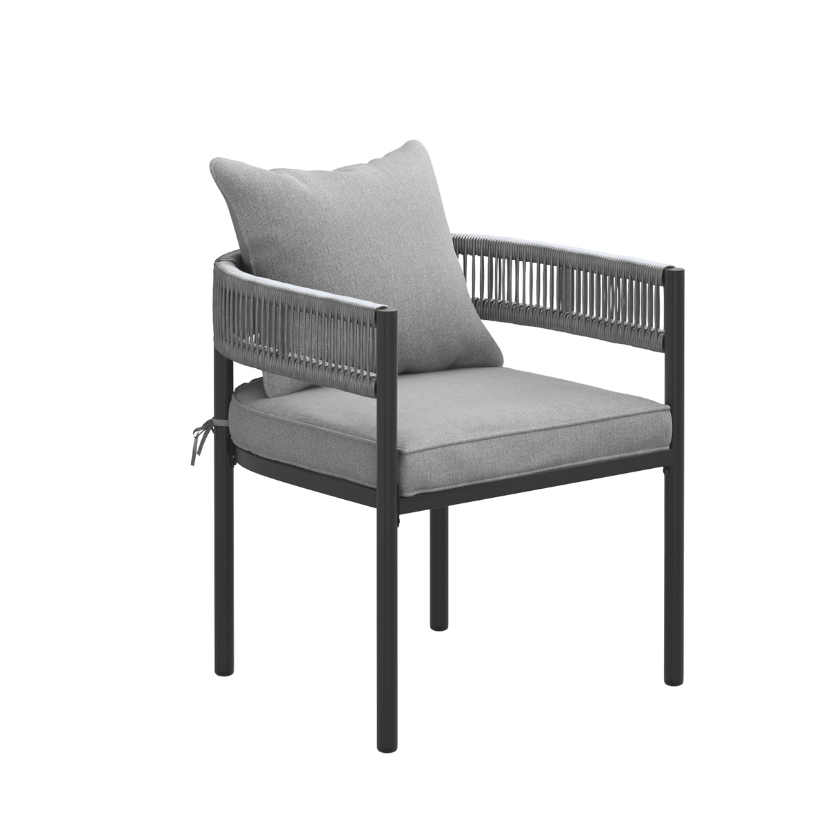 VICLLAX 7-Piece Weather-Resistant Outside Dining Furniture - 63" Rectangular Slat-Top Table with 6 Aria Low-back Outdoor Dining Armchair