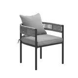 VICLLAX 7-Piece Weather-Resistant Outside Dining Furniture - 63" Rectangular Slat-Top Table with 6 Aria Low-back Outdoor Dining Armchair
