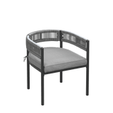 VICLLAX 7-Piece Weather-Resistant Outside Dining Furniture - 63" Rectangular Slat-Top Table with 6 Aria Low-back Outdoor Dining Armchair